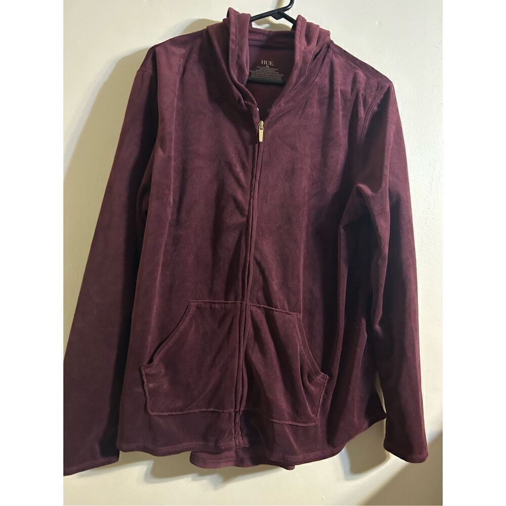 Hue Velour zip up jacket size xl
